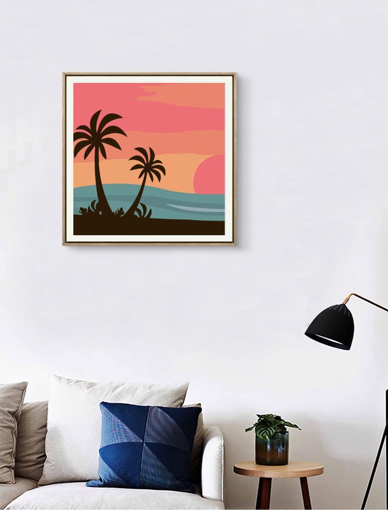 Rolled Mini Paint by Numbers - Palm Trees At Sunset