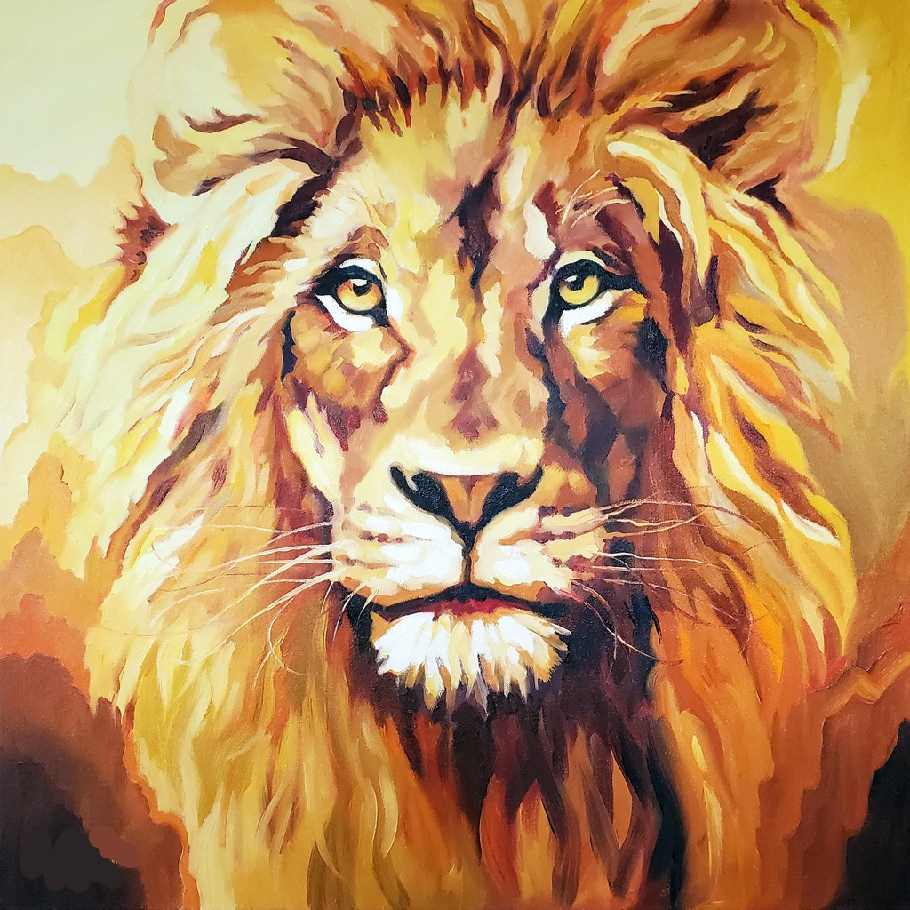 Framed Mini Paint by Numbers - Lion Head