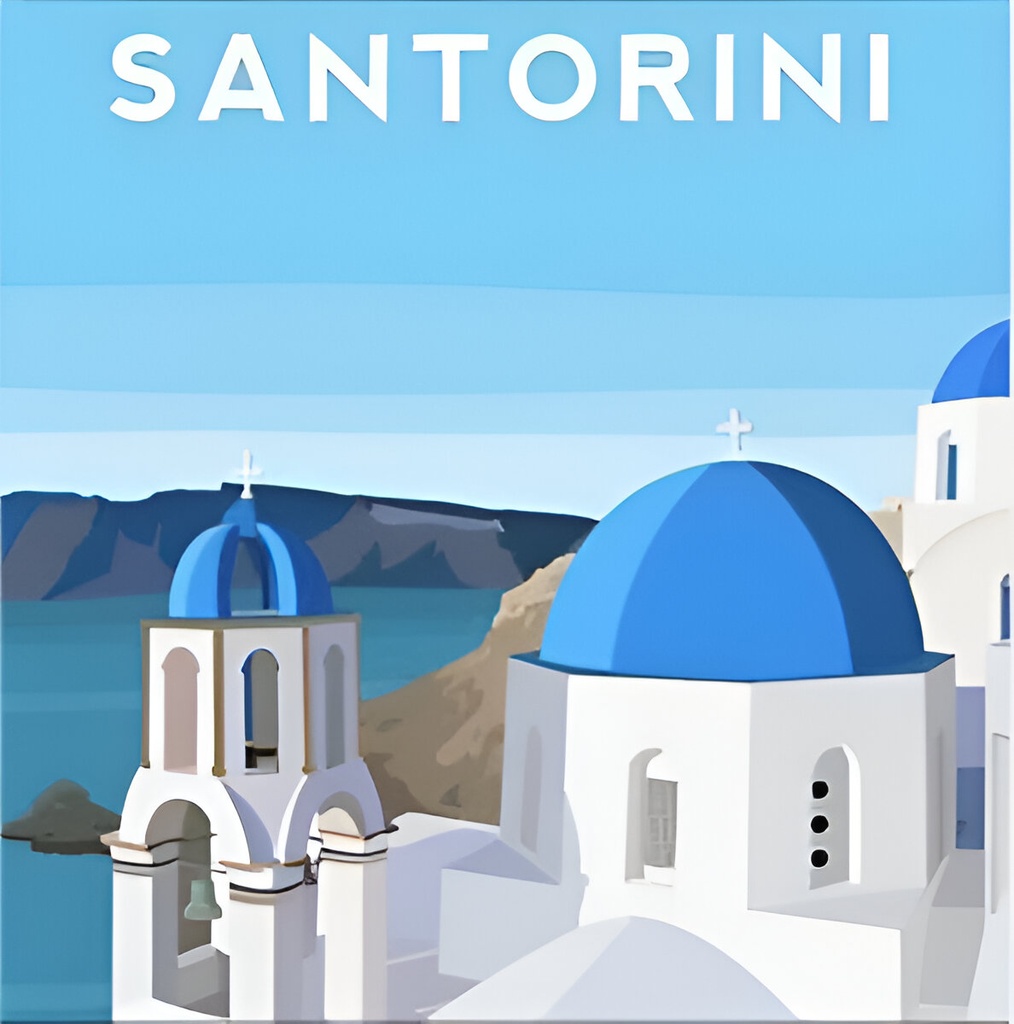 Rolled Mini Paint by Numbers - Santorini Island